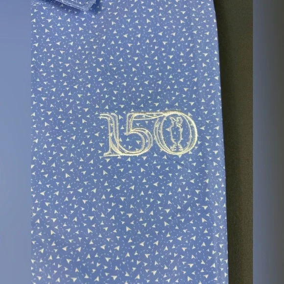 Peter Millar Golf Shirt Polo CS Summer Comfort British Open Logo Print Large - Picture 2 of 7
